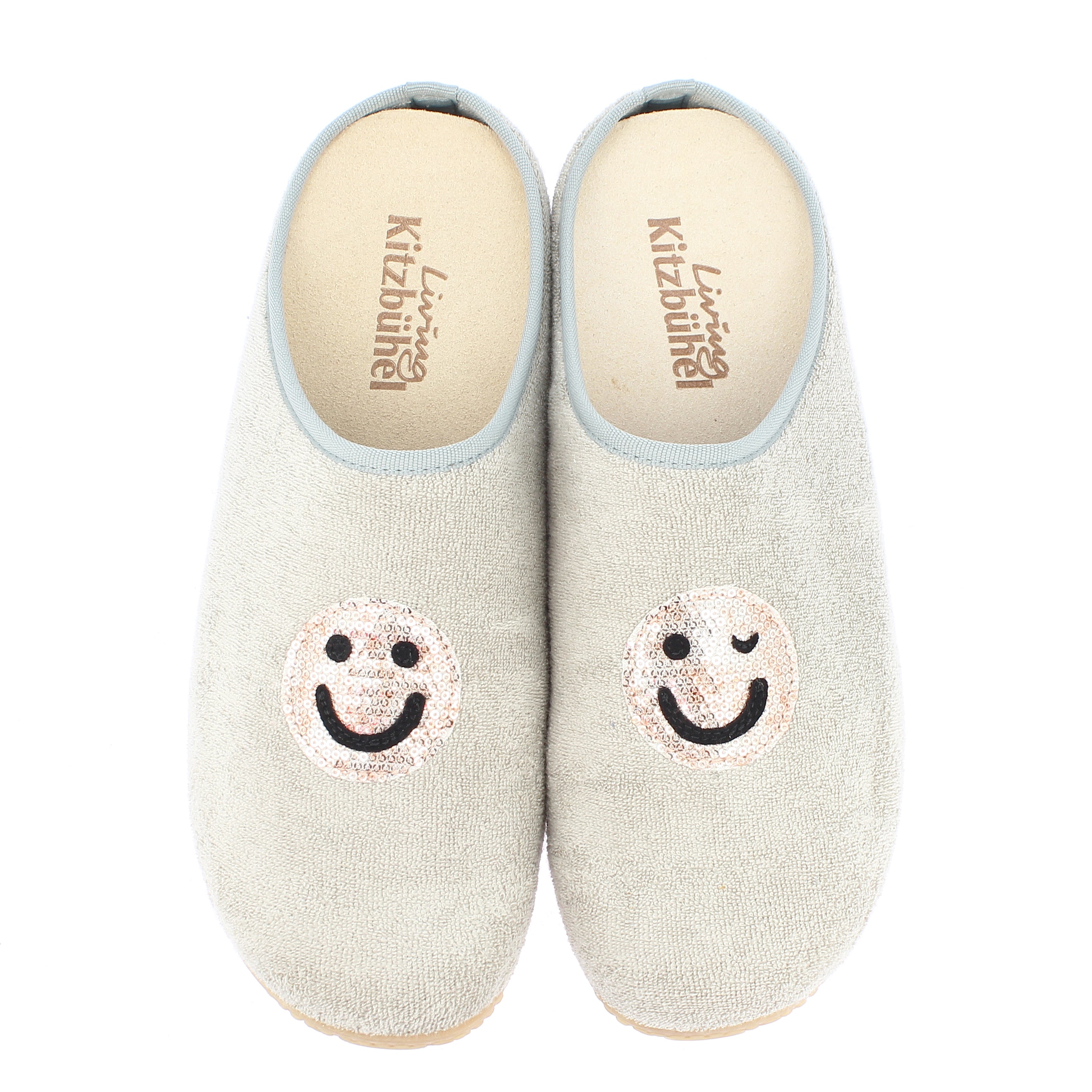 Terry cloth smiley slippers