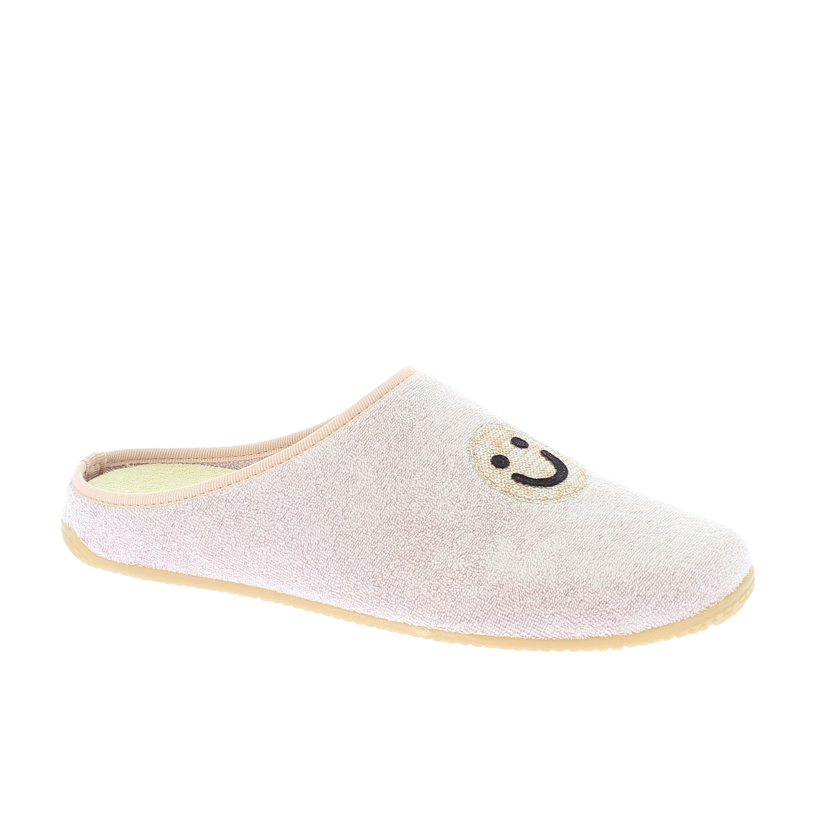 Terry cloth smiley slippers
