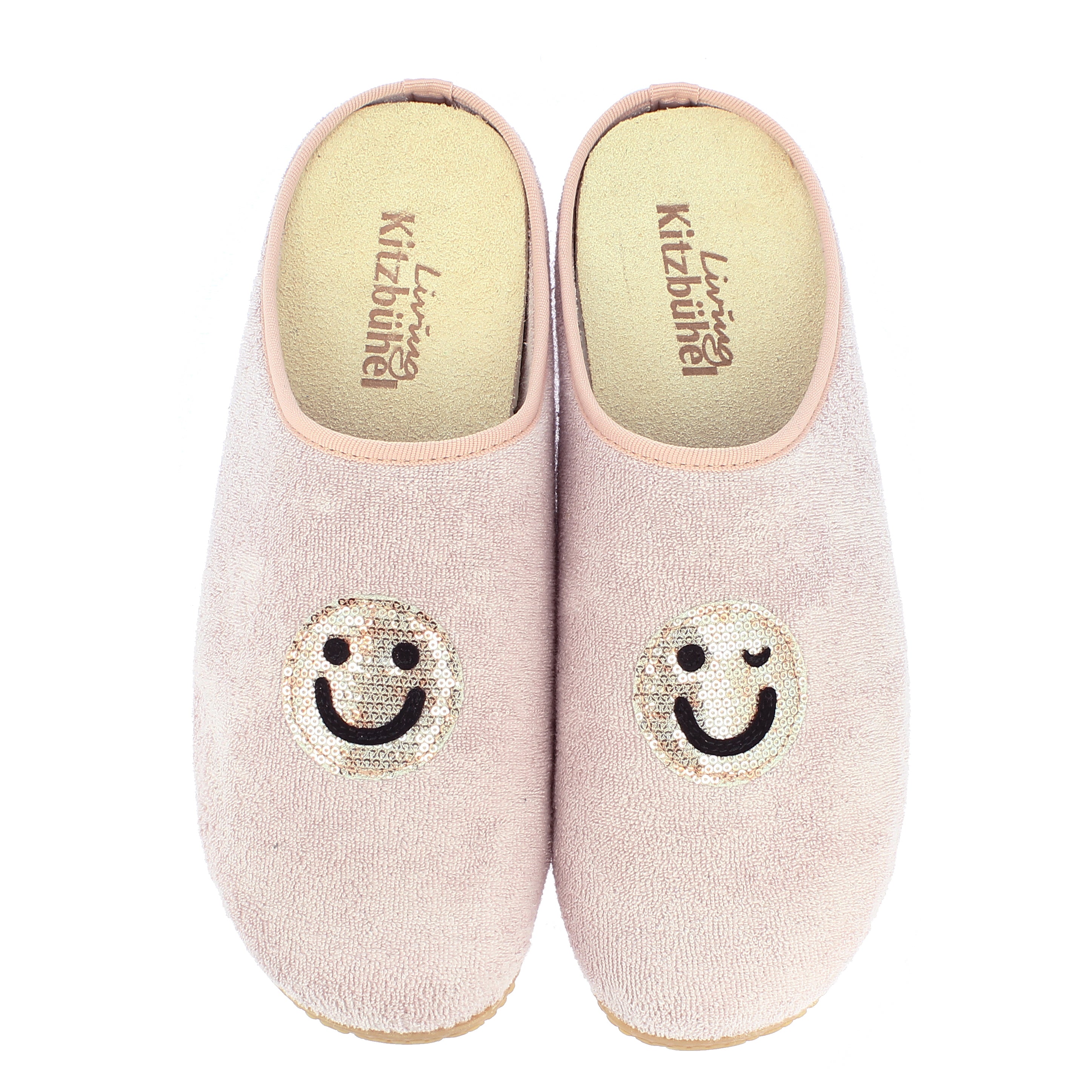 Terry cloth smiley slippers