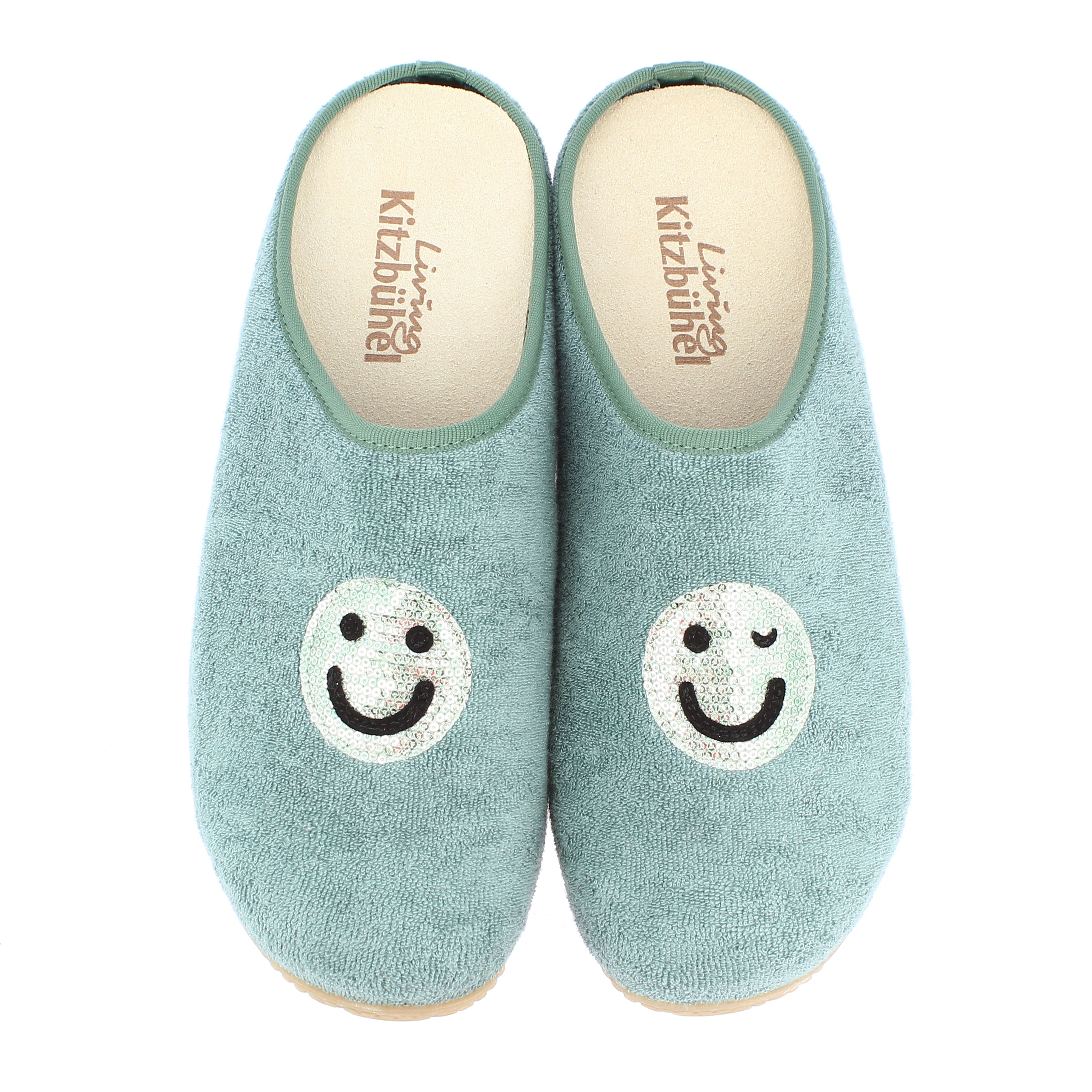 Terry cloth smiley slippers