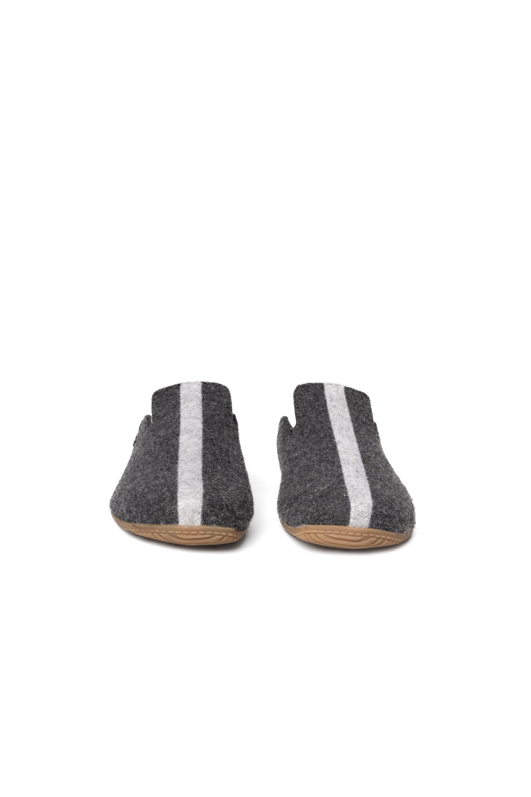 felt slippers with stripes