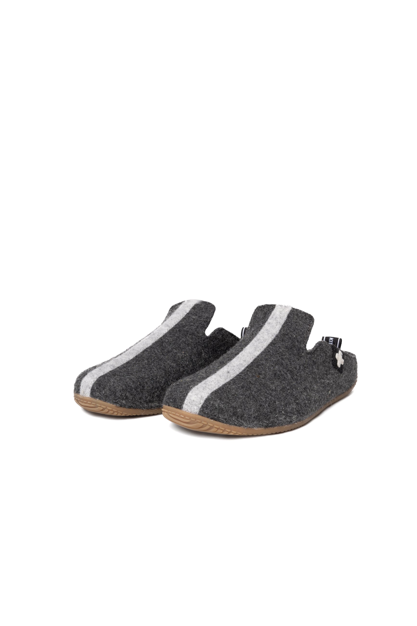 felt slippers with stripes