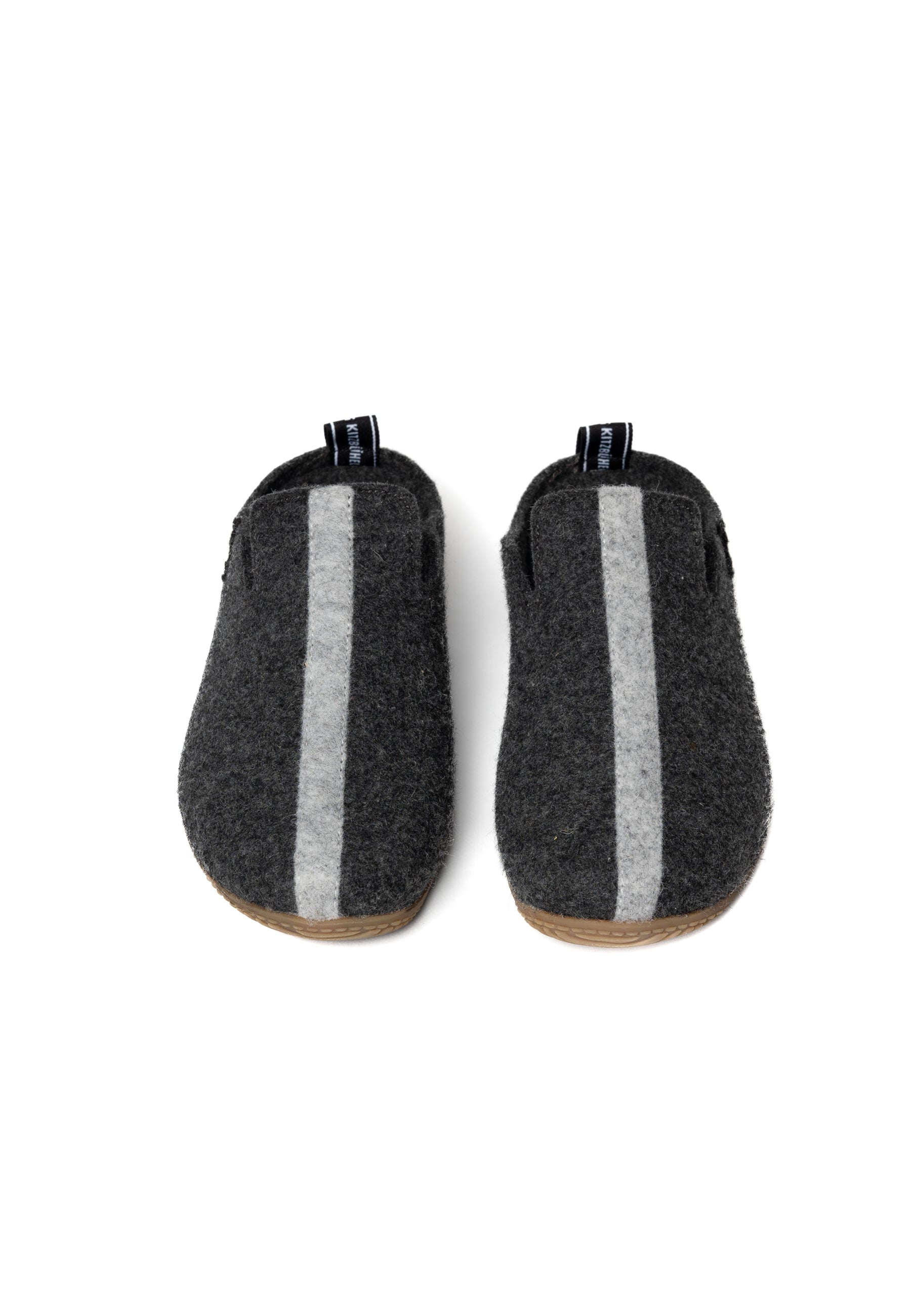 felt slippers with stripes