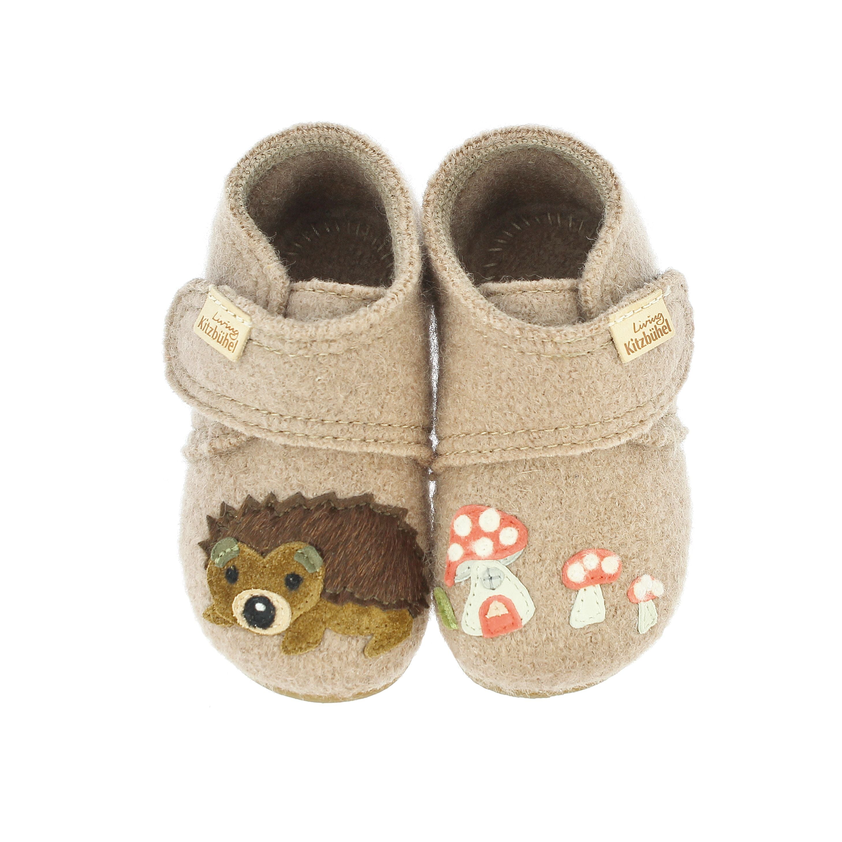 Babyklettschuh Igel und Pilz